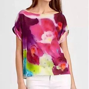 Alice + Olivia Floral Silk Chiffon Top